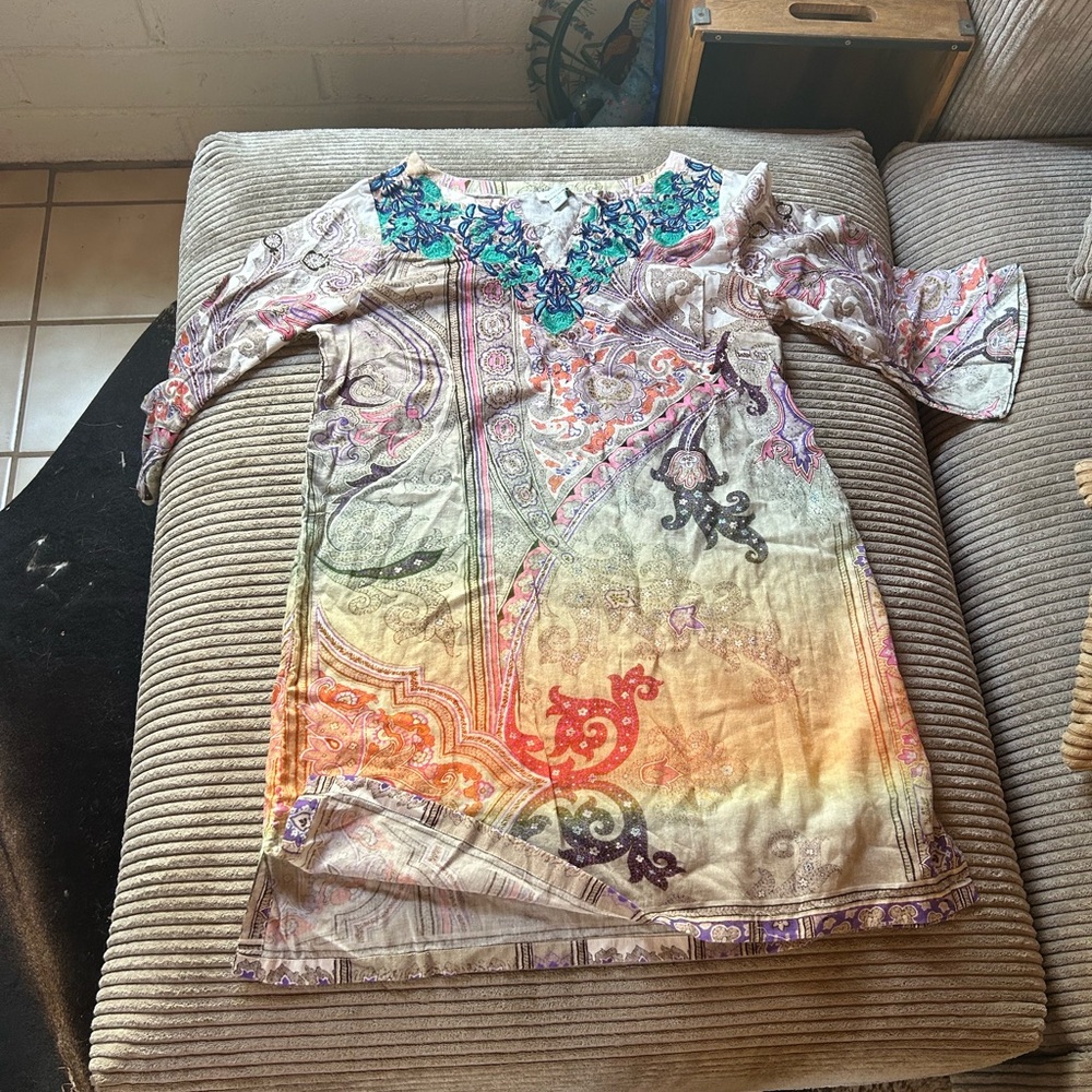 Sundance Embroidered Cover-Up Mini Dress size small